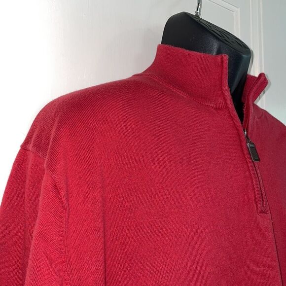 Jos A Bank red cotton zip neck sweater - Picture 5 of 8